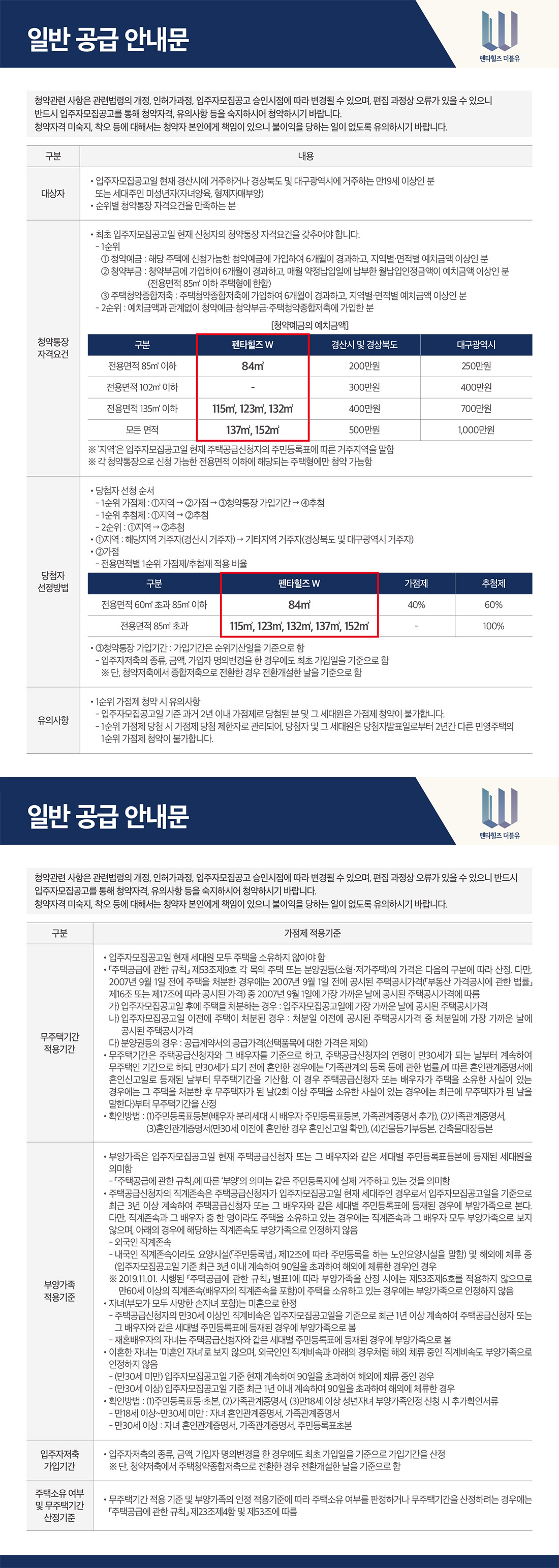 경산 펜타힐즈 더블유 일반공급